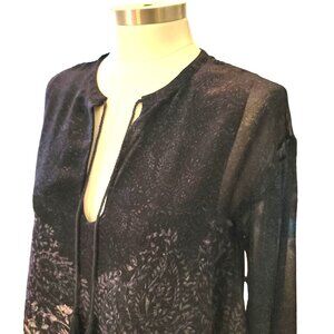 Oliveaceous Women's Sheer Floral Print Long Sleeve Blouse Size M jj3586